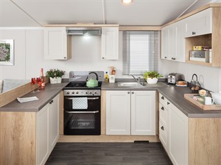 2023 Swift Burgundy Static Caravan Holiday Home kitchen