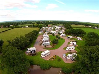 Aeril view of the Trotting Mare Caravan Park in Overton, near Wrexham