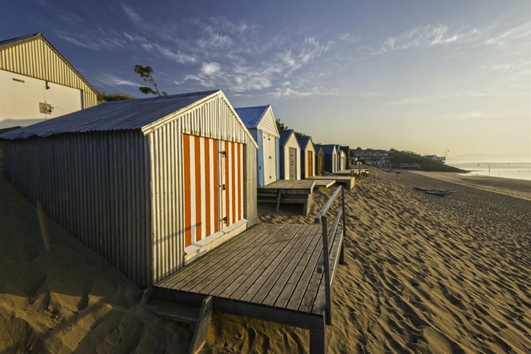 Beach huts at sunrise, Abersoch