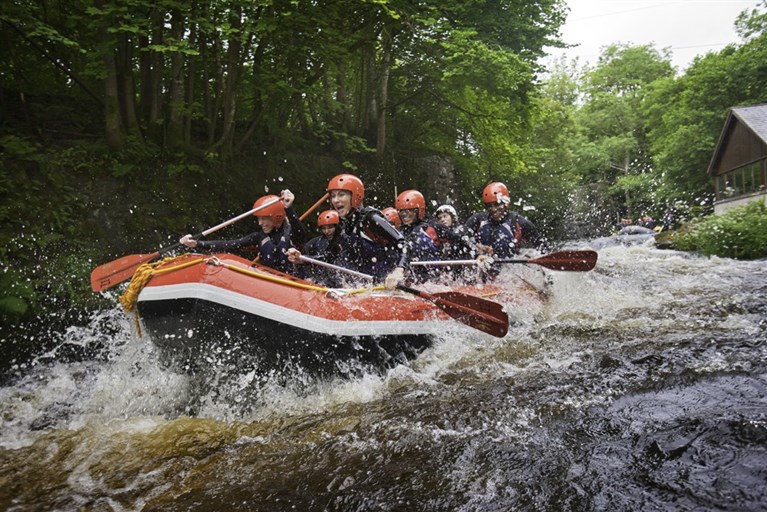 White water rafting at Canolfan Tryweryn National White Water Centre near Bala