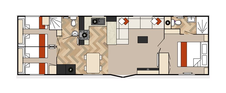 2025 Carnaby Glaisdale Centre Lounge 39ft x 12ft 3 bedroom Static Caravan Holiday Home