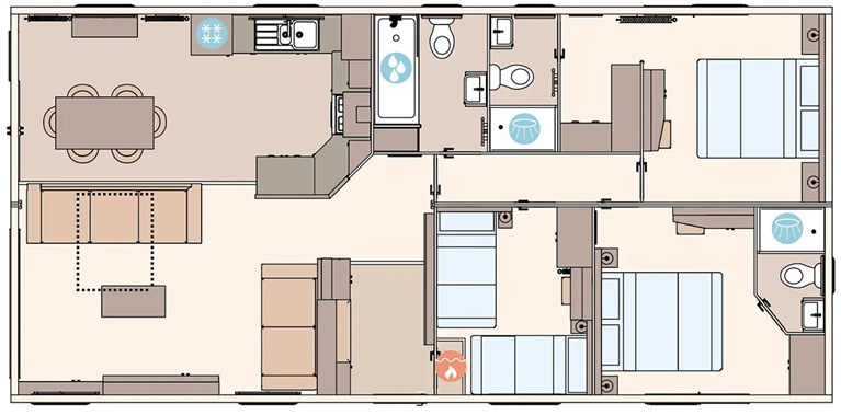 2027 ABI Keilder 41 x 20 x 3 Bedroom (Double Bed with En Suite Option) Static Caravan Holiday Home (