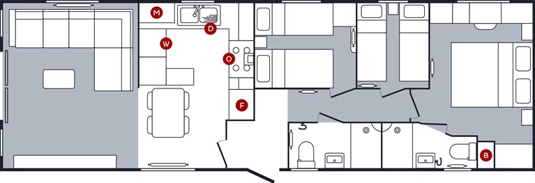 2027 Carnaby Chantry Lodge 41ft 13ft x 3 bedroom Static Lodge Holiday Home