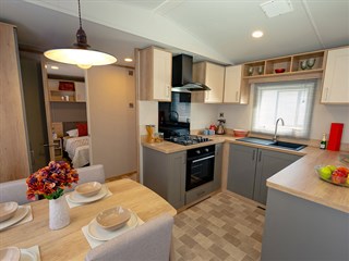 2027 Carnaby Oakdale Centre Lounge Static Caravan Holiday Home kitchen