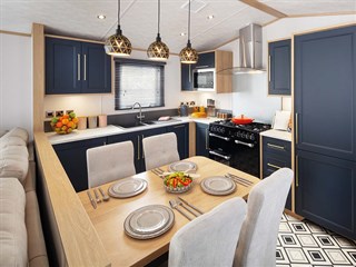 2023 Carnaby Chantry Lodge Static Caravan Holiday Home dining area to kitchen
