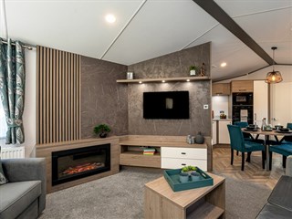 2024 Atlas Status bedroom Static Caravan Holiday Home lounge overview