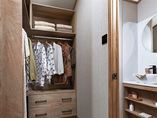 2025 ABI Kielder Exclusive Static Lodge Holiday Home walk in wardrobe