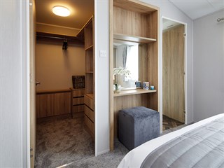 2025 Willerby Pinehurst Static Lodge Holiday Home main bedroom walk in wardrobe