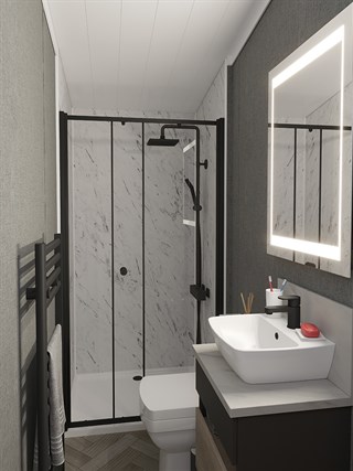 2025 Swift S-Pod Static Caravan Holiday Home shower room