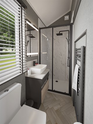 2025 Swift S-Pod 6 Static Caravan Holiday Home shower room