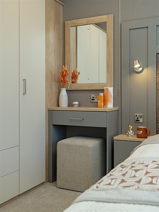 2026 Carnaby Oakdale Static Caravan Holiday Home main bedroom vanity area