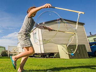 Bubble fun at Sarnfaen Caravan Park, near Barmouth