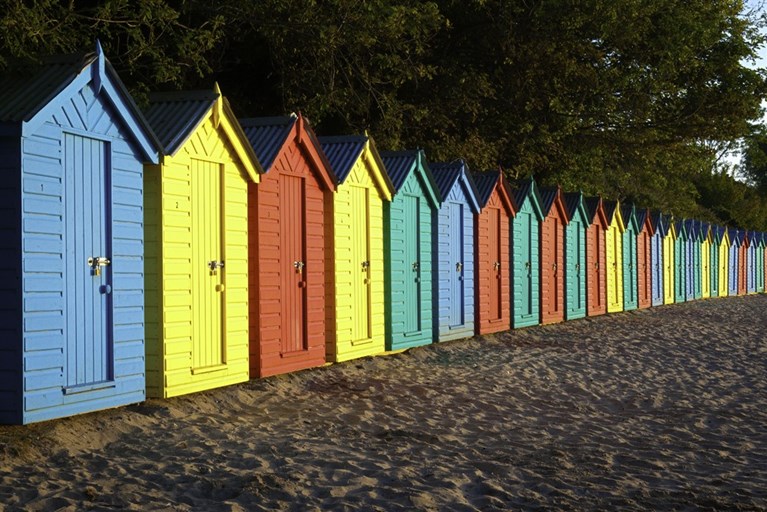 Beach huts at sunrise Llanbedrog, Llyn Peninsula