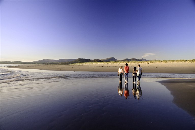 View of Snowdonia from Harlech beach